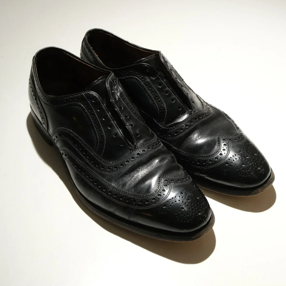 Allen Edmonds 12 D McAllister Shoes Leather Black Brogue Wingtip